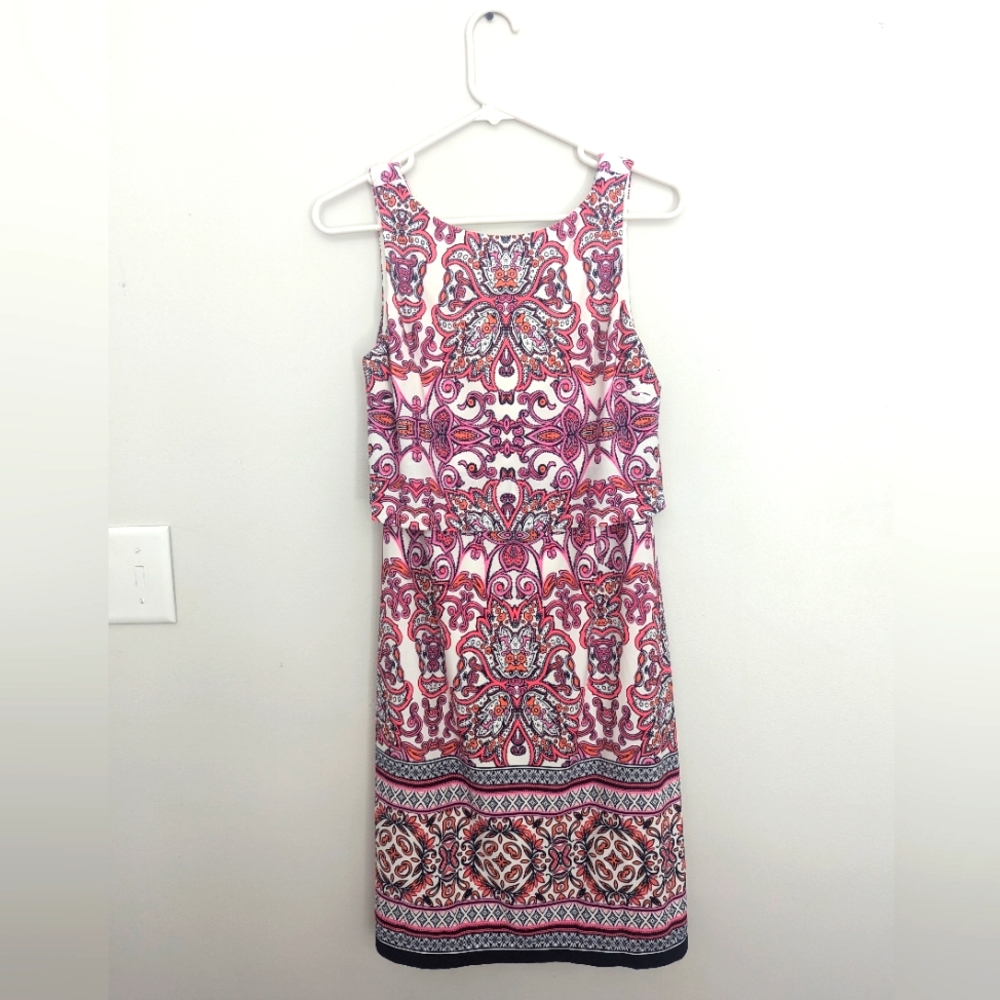 Vince Camuto pink/navy/cream Popover Dress Size 8
